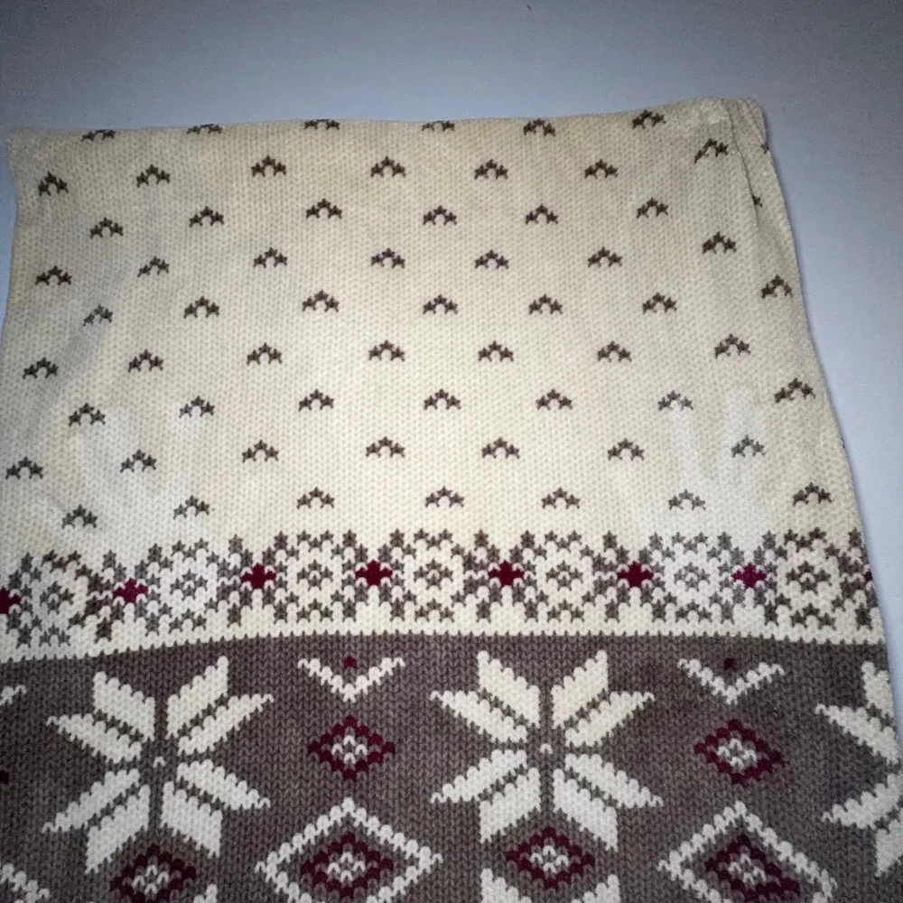 Ralph Lauren Nordic Throw Blanket Cream Taupe Fair Isle‎ Snowflake Fleece Lodge